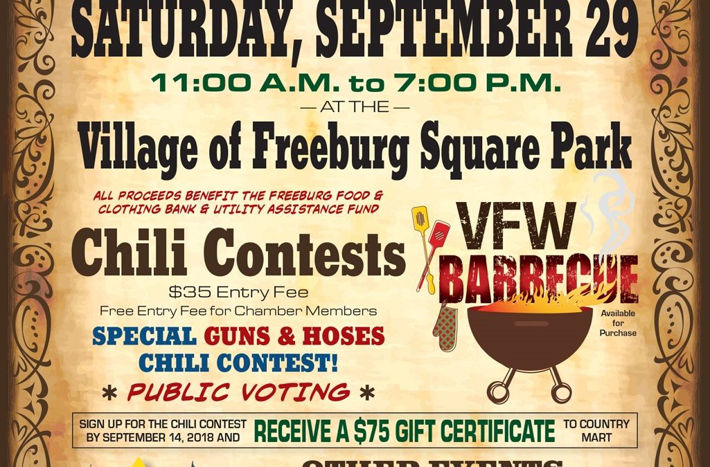 Annual Freeburg Chamber Chili Cook Off and Fall Festival September 29