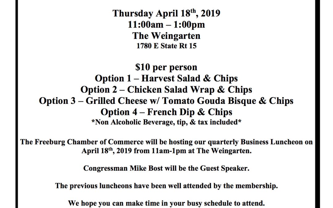 Freeburg Chamber to Hold Business Luncheon April 18